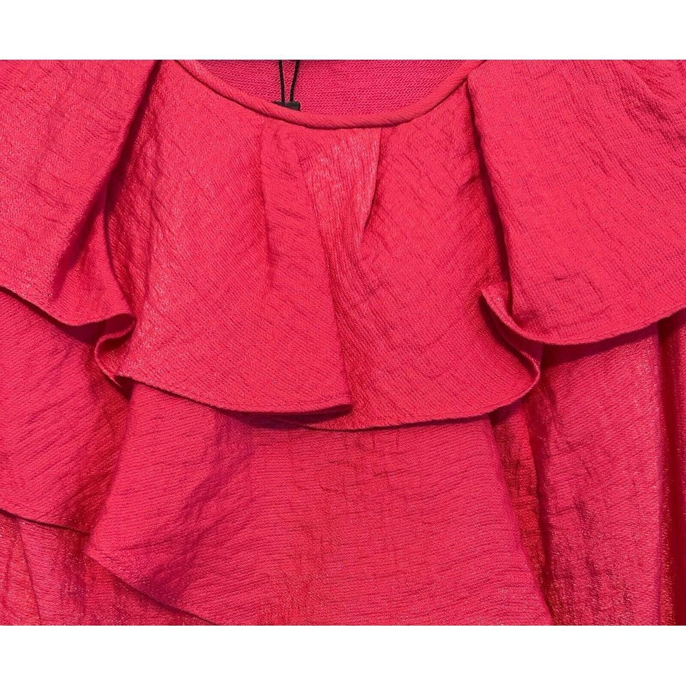 $194 BCBG Max Azria Mini Raspberry Ruffle Dress Pink Sleeveless Sz 2 - Picture 4 of 7